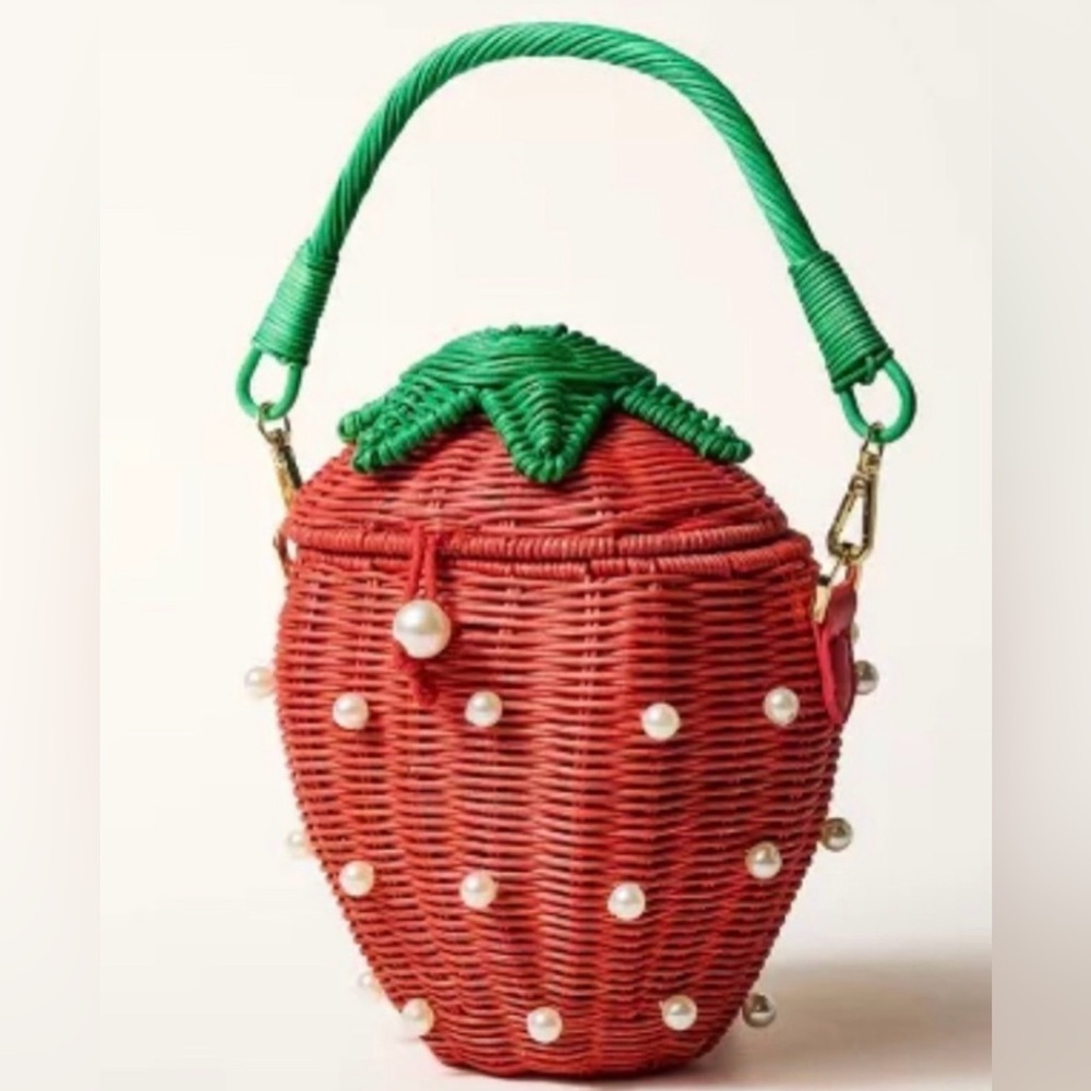 NWT Kate Spade X Target Pearl Embellished Strawberry Basket Bucket Bag NWT